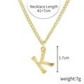 Golden bamboo texture letter K pendant necklace with zircon 1.7cm size details - Gold - Letter K (Bamboo Texture)