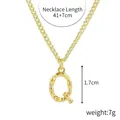 Golden bamboo texture letter Q pendant necklace with zircon and 41cm adjustable chain - Gold - Letter Q (Bamboo Texture)