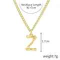 Golden 26 alphabet Z pendant necklace with bamboo texture and sparkling zircons - Gold - Letter Z (Bamboo Texture)