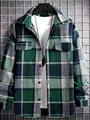 Camicia scozzese retrò a maniche lunghe da uomo in flanella a quadri verde e blu - Verde militare