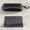 Black honeycomb texture hardshell sunglass case set with cleaning cloth and zipper - Glasses Case + Cleaning Cloth