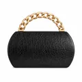Chic black snake-embossed PU leather evening clutch with chunky gold chain handle - Black