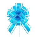 Vibrant blue and white striped gift pull bow ribbon with a silky finish for packaging - Light Blue