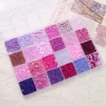 24-grid DIY jewelry kit with purple and pink glass beads in a clear organizer box - Purple Series