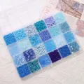 DIY bead kit with assorted blue and purple acrylic beads in a 24-compartment storage box - Blue Series