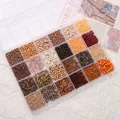 24-grid organizer box with earth-tone DIY beads for handmade jewelry making kits - Coffee Colors