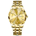 Business men's watch in all-gold finish with diamond markers and date-day display - Day Date / Full Gold Color