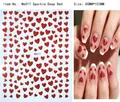 Dettaglio adesivi per unghie a cuore rosso glitter Me017 con foglio 80x103mm ed effetto - Rosso
