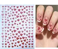 Dettagli degli adesivi per unghie con cuori glitter rossi con dimensioni ed effetto finale - Rosa