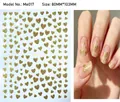 Detail of glitter heart nail stickers in gold finish with size and application display - Gold