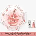 Portable 5-fold sun umbrella with cream fabric and pink fruit illustration with gift case - Apple & Zither Style (5-Fold Portable)