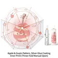 Three-fold manual umbrella with pink gradient, apple prints and silver coating lining - Apple & Zither Style (3-Fold Manual)