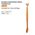 Dual-head orange pet toothbrush for dogs and cats measuring 17.6x2.1cm and 7.3g weight - New Orange (Nylon Bristles)
