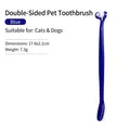 Dual-head dark blue pet toothbrush for dogs and cats with 3-sided wrap-around brush head - New Blue (Nylon Bristles)