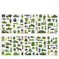 Kids military theme waterproof tattoo stickers set featuring tanks and army vehicles - Military Series / 6.8x12cm (10 Photos Per Set)