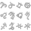 Set van 12 zilveren dierenriemhangers met zirkonia voor het maken van DIY-sieraden - Ram / Witgoud