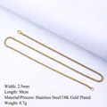 2.5mm width 50cm length golden stainless steel box chain necklace with 18K gold plating - 50cm / 2.5mm / Gold