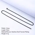 Black stainless steel box chain necklace 2.5mm width 50cm length for men and women - 50cm / 2.5mm / Black