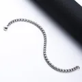 S-shaped silver stainless steel box chain necklace with a secure lobster clasp - 21cm / 3mm / Steel
