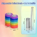 Disposable toilet brush set with rainbow sponge refill heads and storage base - White