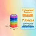 Set of 7 colorful flower-shaped sponge refills for disposable toilet brush with cleaner - Rainbow