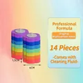Set of 14 colorful petal-shaped toilet brush refills with pre-filled cleaning fluid - Rainbow