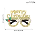 Glittery gold Merry Christmas glasses frame with holly leaves and white snowflake decor - One Size / Golden Merry Christmas