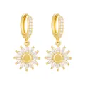 Sparkling S925 silver sunflower drop earrings with marquise zircon stones in gold - 925 Silver Needle / Gold