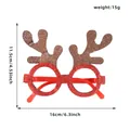 Brown reindeer antler Christmas glasses frame with glitter finish for party props - Brown Antler Red Frame