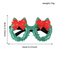 Christmas party glasses with green glitter wreath frame and red bows decoration - Bowknot Style