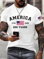 Detail eines weißen Baumwoll-T-Shirts mit Grafik zum 250. Jahrestag der USA am Ärmel - S / Weiß (XSOMDT01-0319-05)
