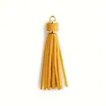 Portachiavi con nappa in pelle PU giallo brillante e cappuccio dorato per bracciali in silicone - Giallo Zenzero