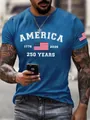 Men's blue America 250 years anniversary t-shirt with patriotic flag print - S / Regular Style (XSOMDT01-0319-02) / Blue (XSOMDT01-0319-02)