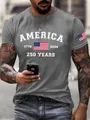 Men's grey t-shirt featuring America 1776 graphic print and US flag sleeve detail - S / Regular Style (XSOMDT01-0319-06) / Gray (XSOMDT01-0319-06)
