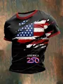 Men's black t-shirt with American flag print and 250th anniversary graphic - S / Ripped Flag Style (XSOMDT01-0319-08) / Black Trim (XSOMDT01-0319-08)