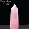 Polished 4-5cm natural rose quartz hexagonal crystal pillar point with icy textures - Rose Quartz / 4-5cm