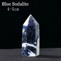 Polished natural Sodalite crystal hexagonal wand with blue marble texture 4-5cm - Blue Sodalite / 4-5cm