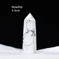 Polished white turquoise hexagonal crystal point with natural gray veins, 5-6cm height - Howlite / 5-6cm