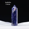 5-6cm natural sodalite hexagonal crystal point with unique blue and white mineral textures - Blue Sodalite / 5-6cm