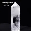 Polished 6-7cm clear quartz hexagonal prism point with natural ice crack textures - White Crystal / 6-7cm