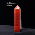 Polished 6-7cm Red Jasper hexagonal crystal wand with natural black mineral textures - Red Jasper / 6-7cm