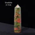 6-7cm Unakite crystal point hexagonal wand with natural green and pink stone texture - Unakite (6-7cm)