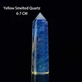 Polished blue smelted quartz hexagonal crystal pillar point with yellow base 6-7cm - Yellow Smelted Quartz (6-7cm)