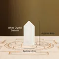 Polished natural clear quartz hexagonal crystal point 4cm on carved wooden base - White Crystal Point / 3.5cm