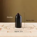Polished black obsidian hexagonal crystal point wand, single point stone, 4cm height - Obsidian Pillar / 3.5cm
