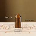 Polished tiger's eye stone crystal pillar standing on textured wood base 4cm - Tiger's Eye Pillar / 3.5cm
