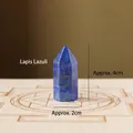 Deep blue Lapis Lazuli hexagonal crystal point measuring 4cm height on wooden stand - Lapis Lazuli Pillar / 3.5cm