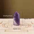 Natural 4cm amethyst crystal pillar with hexagonal shape on wooden geometric stand - Amethyst Pillar / 3.5cm