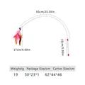 Cat feather wand toy with pink and brown feathers, small bell, and clear handle - Steel Wire Best-selling Feather Bell