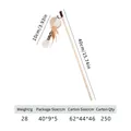 Macaron pet cat wand toy with wooden stick brown feathers and small metal bell - Wooden Rod Leopard Ball